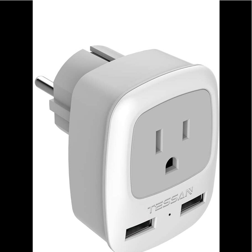 Germany France Travel Power Adapter, TESSAN Schuko European Plug with 2 USB